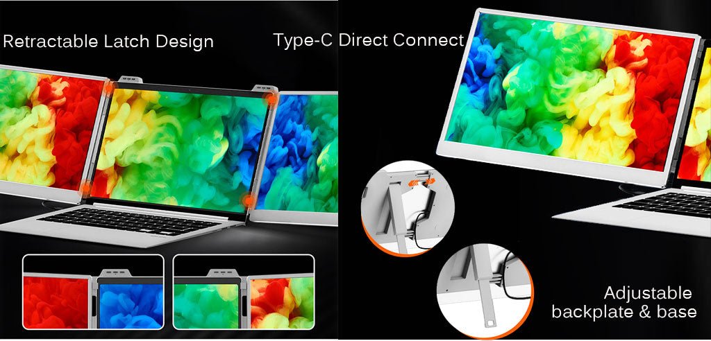 15.6 inch Triple Screen Portable Monitor Smart Phone Laptop Secondary Screen External Convenient Display