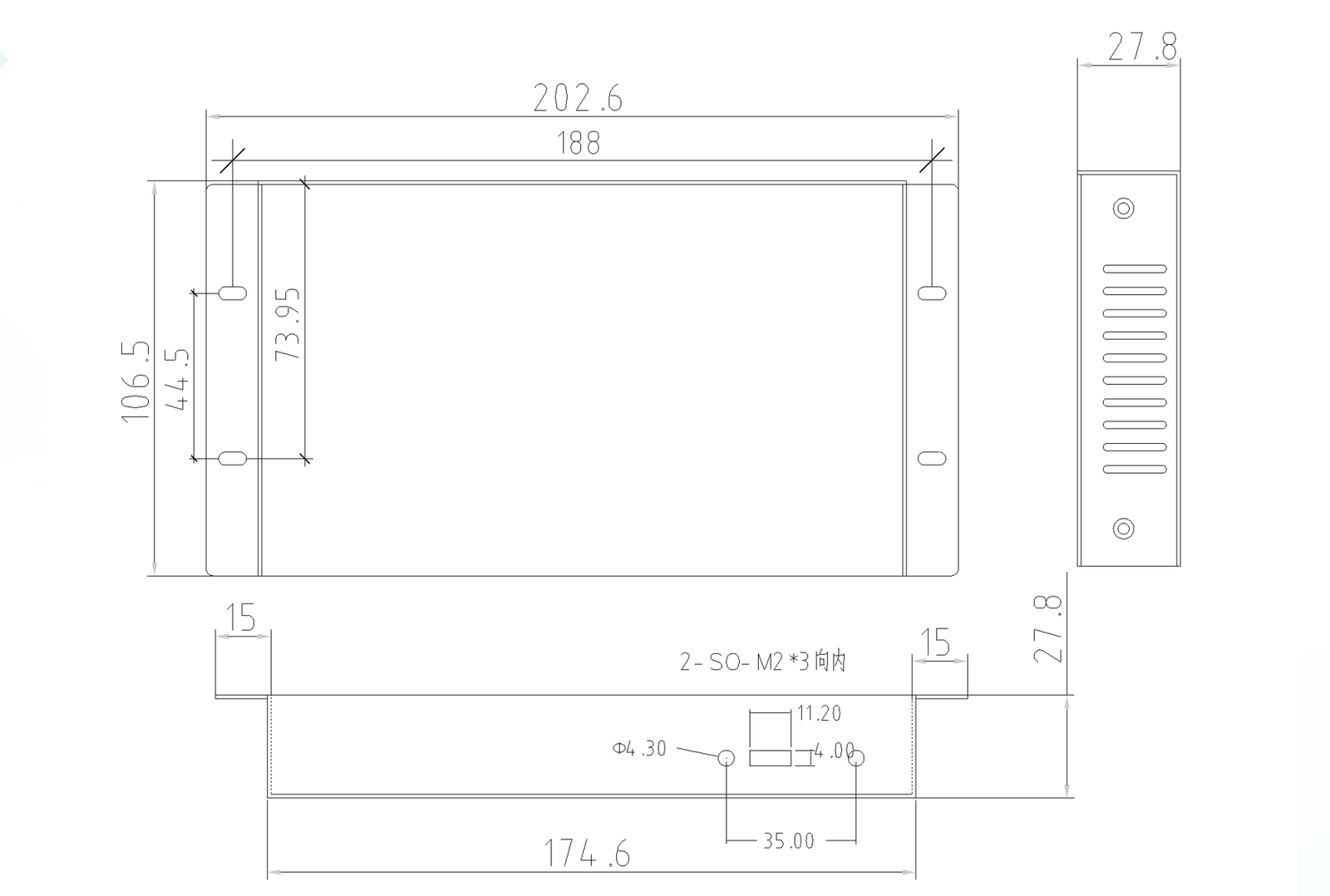 LCD Screen Android Multimedia Player HD-40B Size: