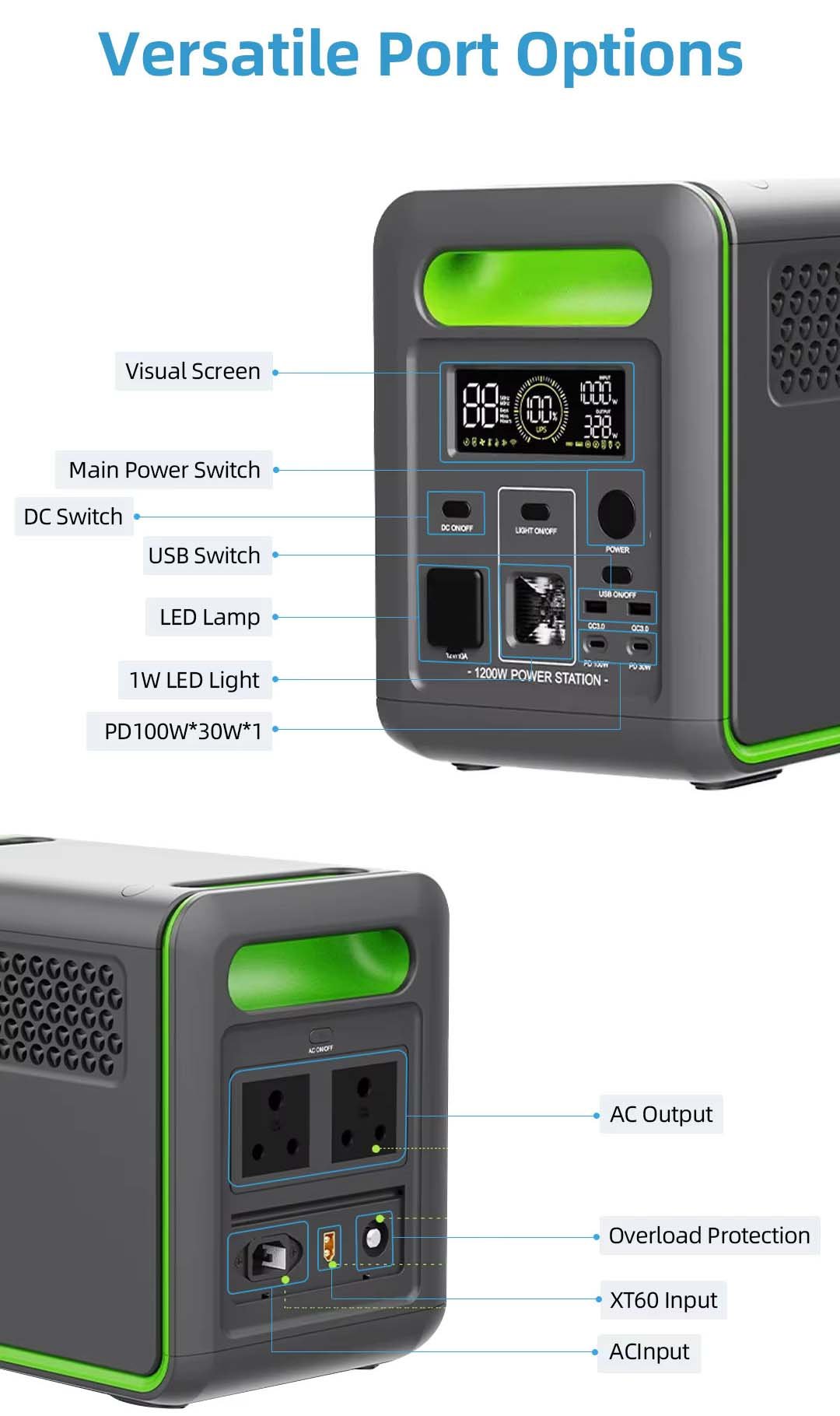 Outdoor solar power station 1200W Power Banks & Power Station