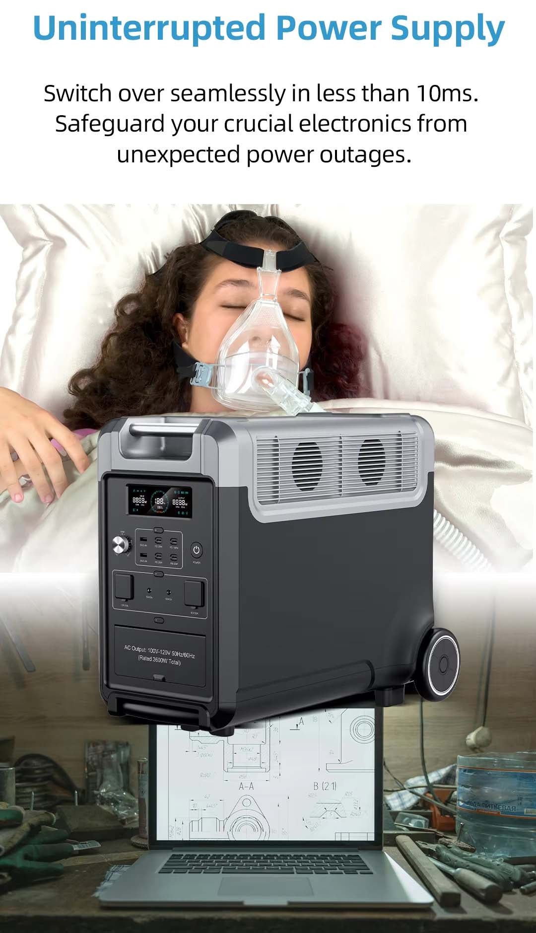 Lithium Portable Power Supply 3600W UPS Power Supply