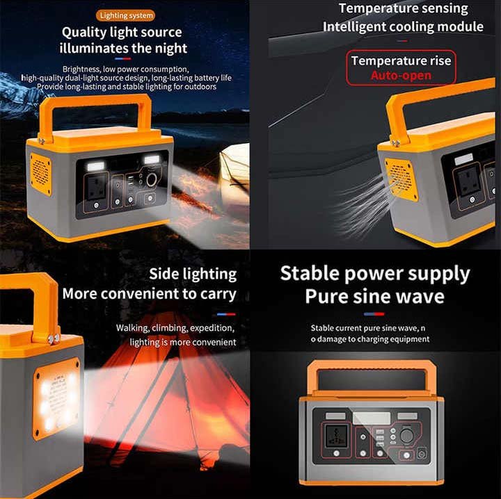 lithium portable pack power banks & power station 500W solar home energy storage power supply outdoor
