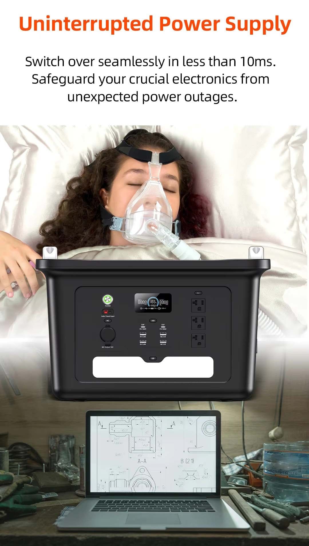 Solar power station portable 1800W to 2000W power banks power station