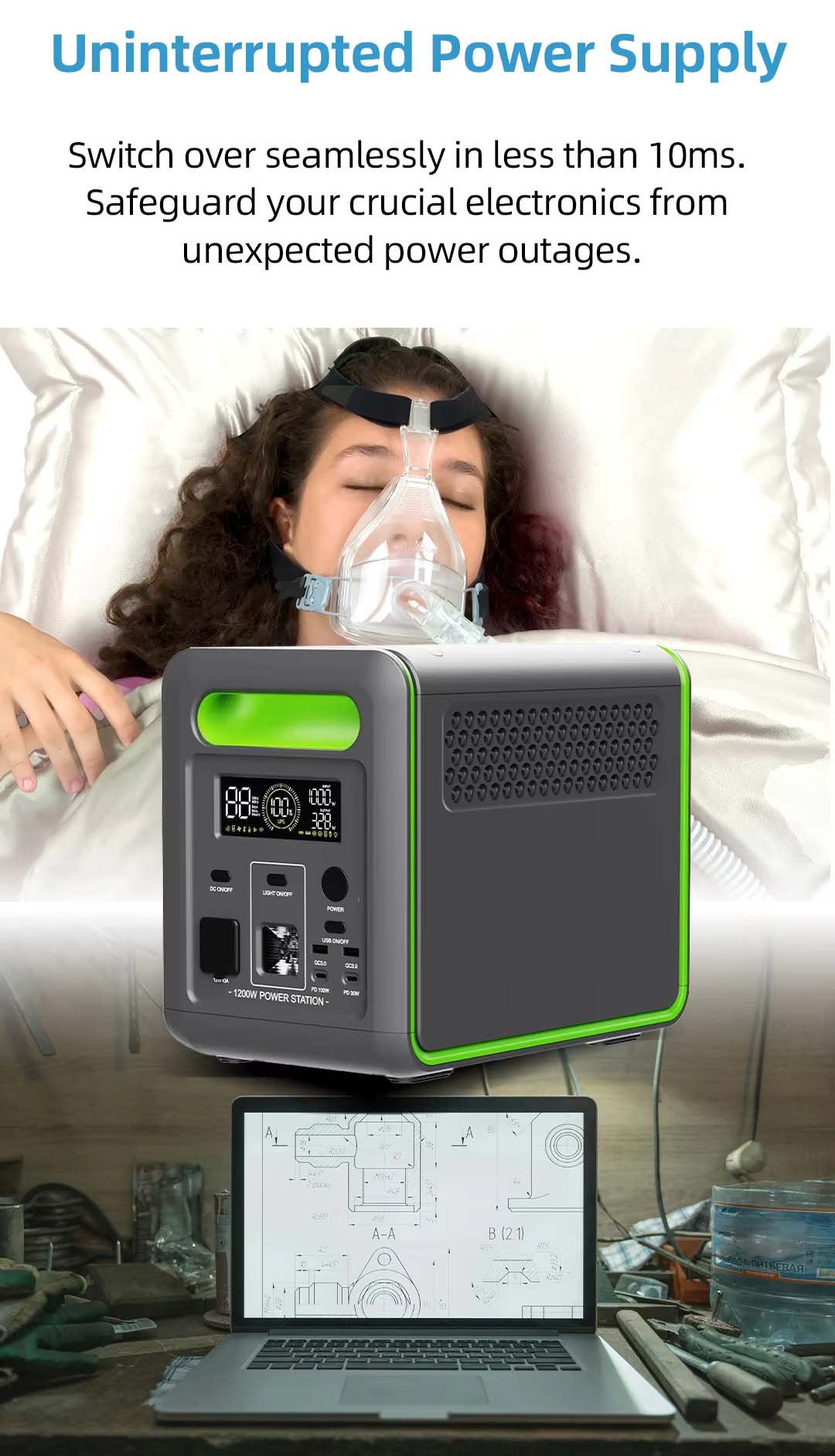 Outdoor solar power station 1200W Power Banks & Power Station