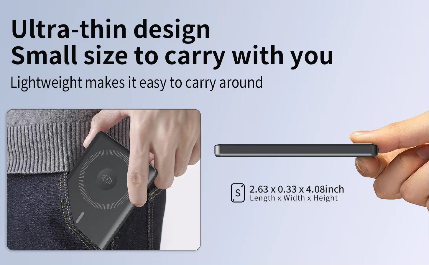 Ultra-thin 3 in 1 MagneticWireless Charger with Power Bank 15W Fast Charging