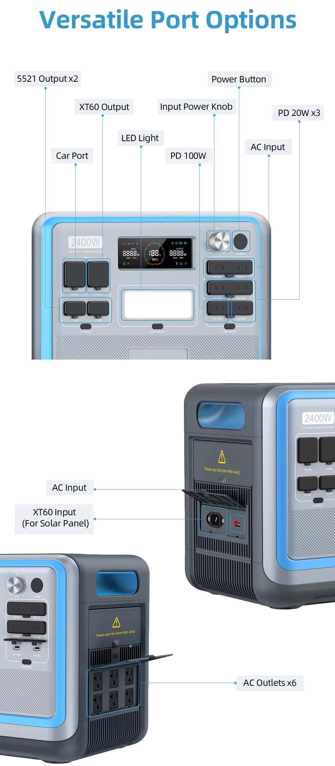 Lithium Portable Power Supply 2400W UPS Power Supply
