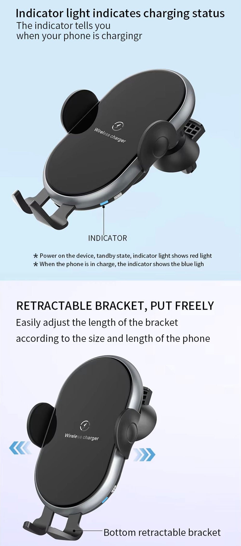 Smart Car Wireless Charger Car Phone Holder Wireless Charger