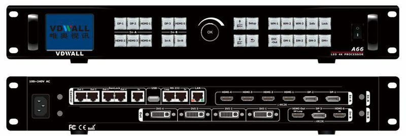 VDWALL A66 4K LED Video Processor With 4 DVI Output LED Video Wall Splicer