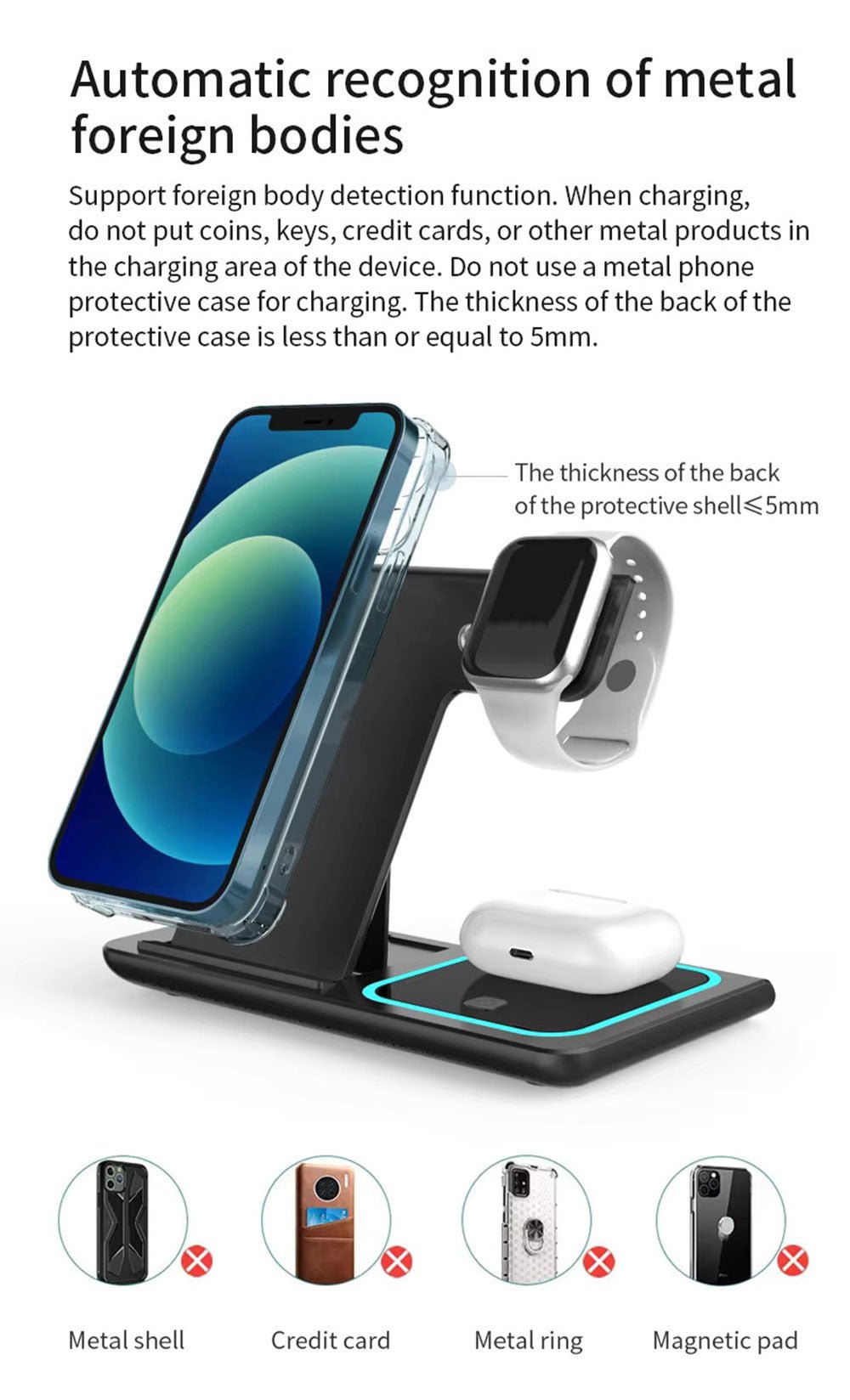 Wireless Charger Fast Charging 3 in 1 Wireless Charging Station